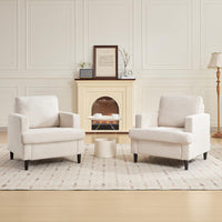 Fauteuil d'appoint Garvee style Mid-Century, revêtu de lin respirant, rembourré de façon moelleuse et doté de pieds en bois massif. Idéal pour le salon et le bureau. Design moderne et polyvalent, couleur beige.