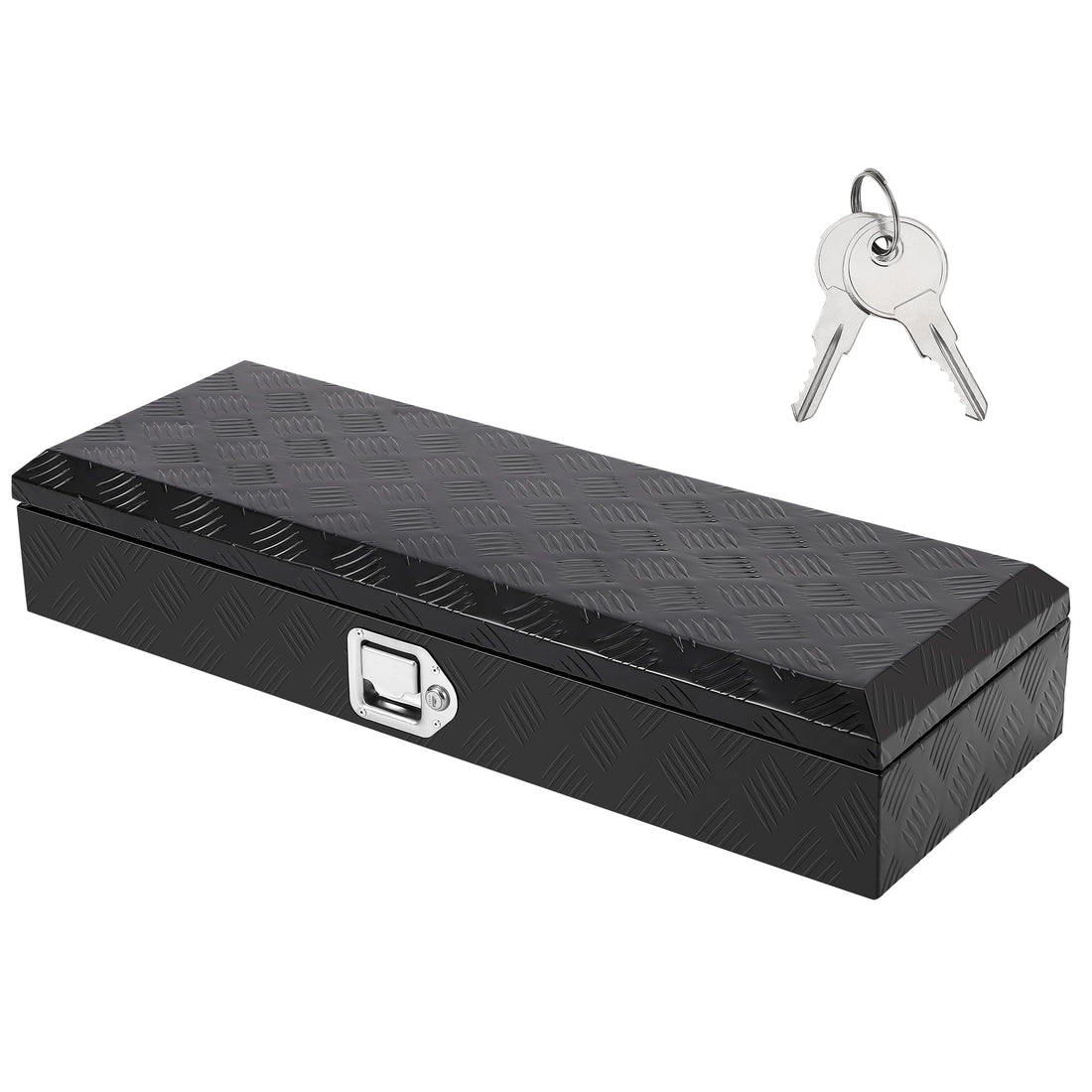 Coffre à outils Garvee en aluminium pour camionnettes pleine grandeur, verrouillable, à motif diamant, résistant aux intempéries, 87,6 x 33 x 16,5 cm, argent
