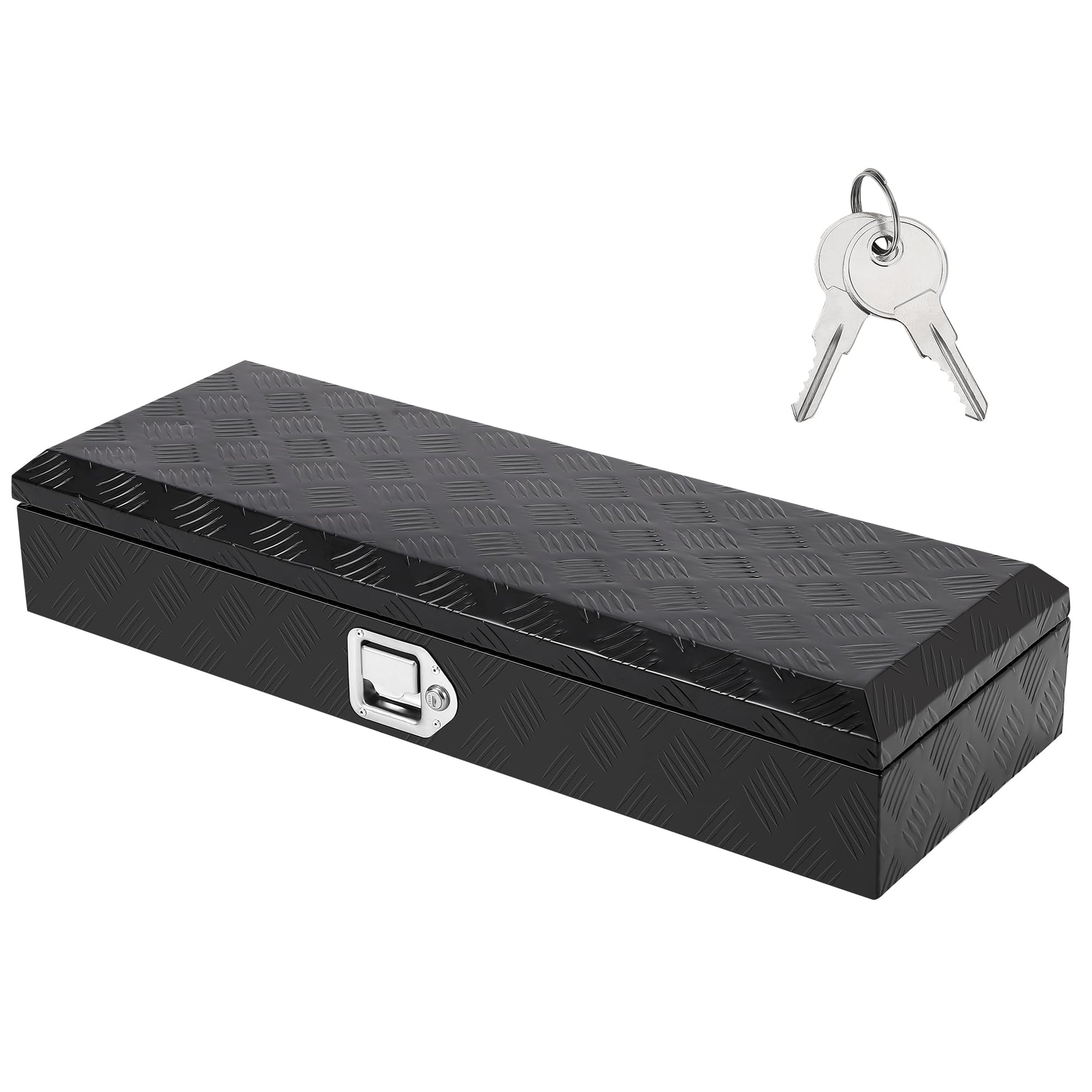 Garvee Coffre à outils pour camion 88 × 33 × 17 cm en aluminium strié motif diamant avec serrure de sécurité pour pick-up