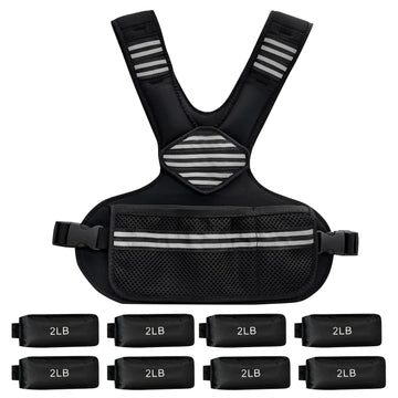 Gilet lesté ajustable Garvee pour femme, 2,7 à 9 kg, avec poids de sable en fer, bandes réfléchissantes, néoprène, ceinture ajustable pour le jogging et la musculation, noir confortable