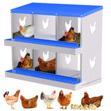 Garvee Boîte à Nid pour Poules 6 Compartiments Acier Galvanisé Résistante à la Rouille Pour Poulailler Extérieur Confortable - Blue