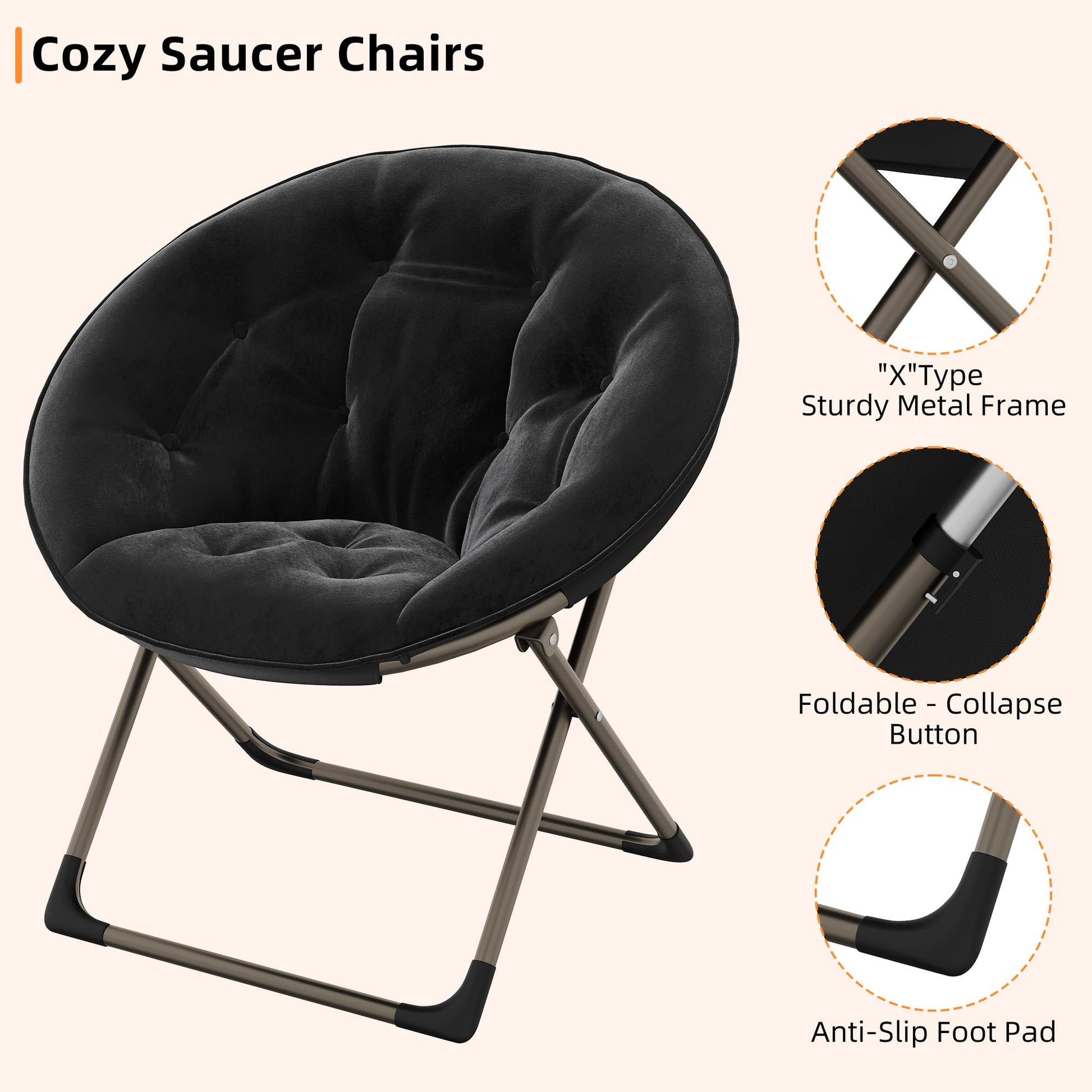Fauteuil pliant rembourré Garvee, structure en métal, ultra-doux, pliable et robuste, idéal pour la chambre et le jardin.