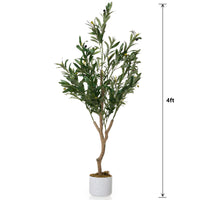 Olivier artificiel Garvee en pot avec feuilles réalistes et 22 fruits, pot en ciment robuste pour salon et bureau, facile d'entretien, vert