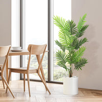 Palmier artificiel Garvee de 120 cm avec pot, tronc ajustable, polyester résistant, vert, idéal pour le bureau et le salon.