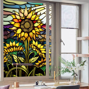 Film adhésif pour vitres Garvee, motif tournesol, adhérence statique, protection UV, 60 x 100 cm, pour la maison et le bureau