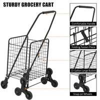 Chariot de courses pliable Garvee, capacité de 50 kg, avec roues pour monter les escaliers, idéal pour les courses et les voyages, capacité de 83 litres, structure en métal, pliable