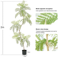 Jacaranda artificiel Garvee, lot de 2, 2 m (6,6 pi) avec feuilles réalistes, idéal pour le bureau et le salon. Entretien facile. Couleur verte.