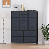 Garvee commode haute 15 tiroirs en tissu, rangement modulable, sécurité anti-basculement, MDF résistant, pour chambre et appartement, grise, gain de place - Gris