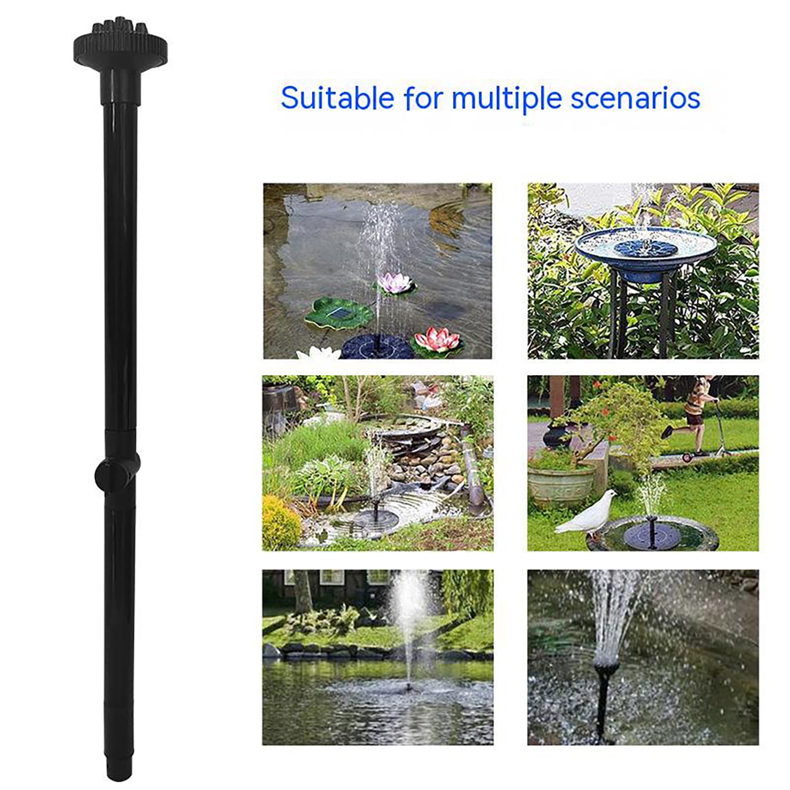 Ensemble de 9 buses Garvee pour pompe de fontaine, réglables en hauteur, têtes d'arrosage cascade pour pompes submersibles, jardin, aquarium, bassin, noir