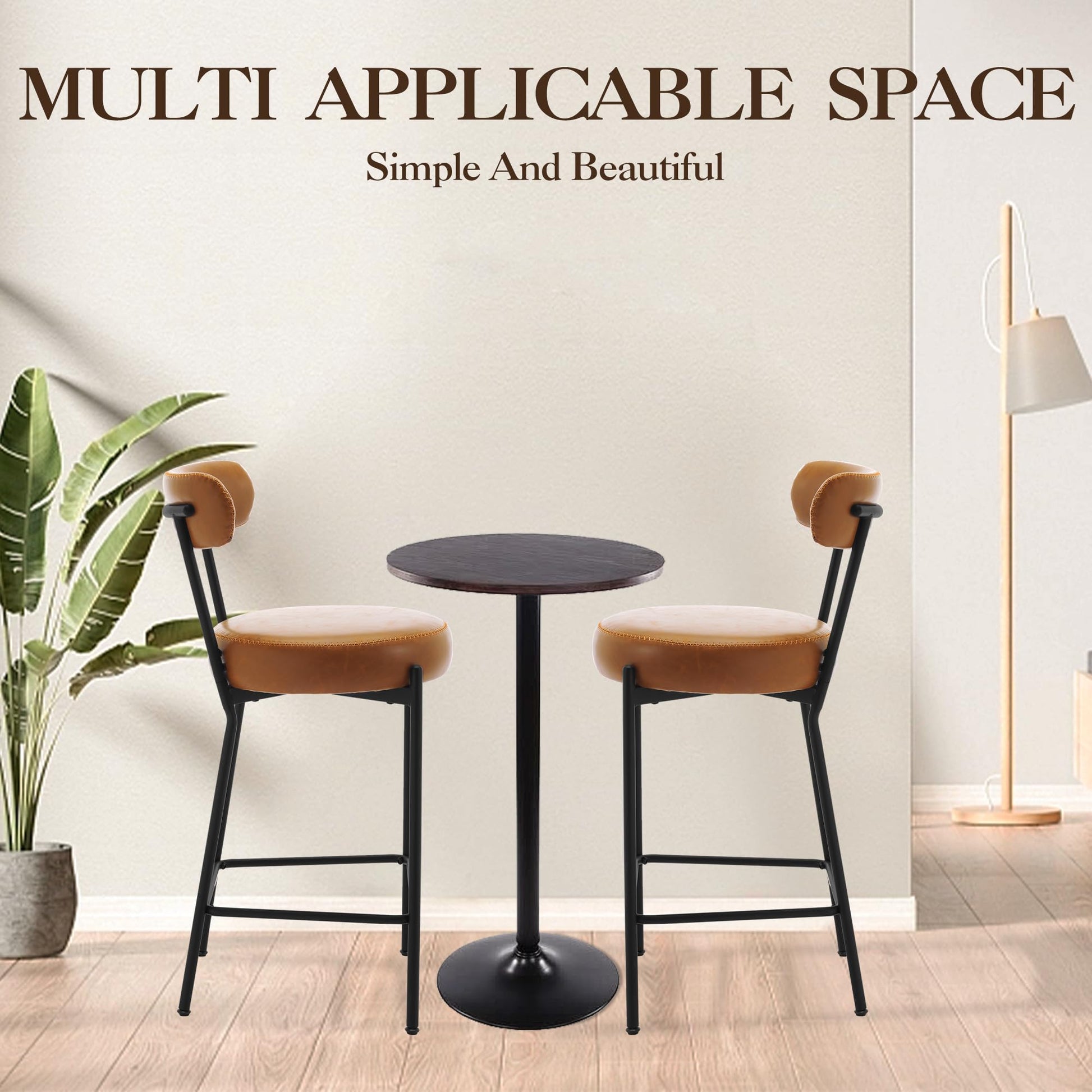 Tabouret de bar moderne Garvee 30" en bouclé avec dossier et repose-pieds, idéal pour îlot de cuisine et salle à manger, coussin de 4" et structure en métal noir.