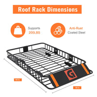 Galerie de toit Garvee 64 x 39 pouces en acier antirouille pour voiture et SUV, camping et voyages, extensible jusqu'à 200 lb