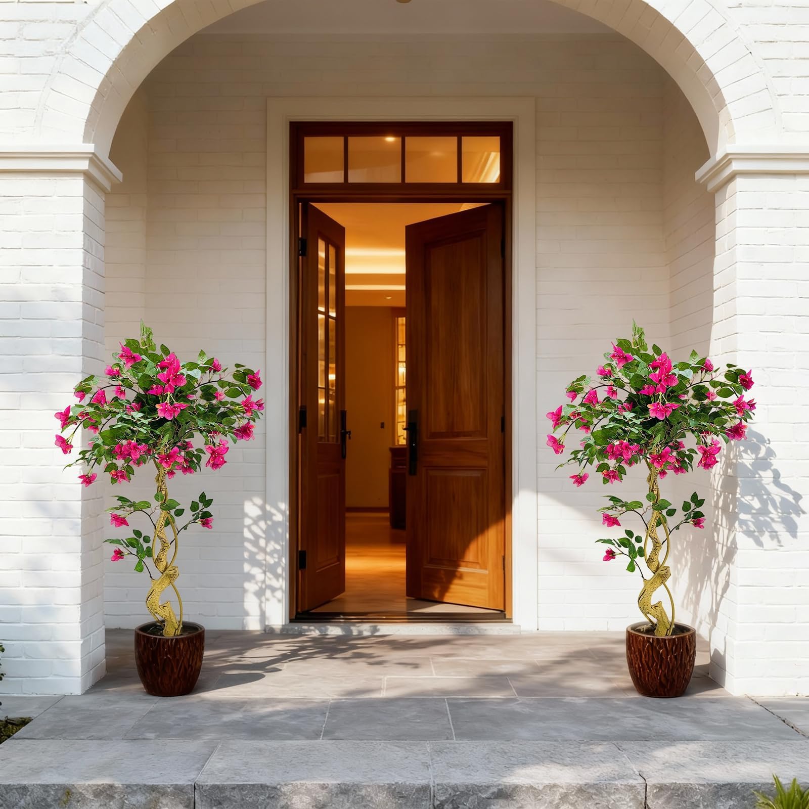Bougainvillier artificiel Garvee de 1,20 m avec fleurs roses, pour l'intérieur et l'extérieur, léger, polyvalent, en soie