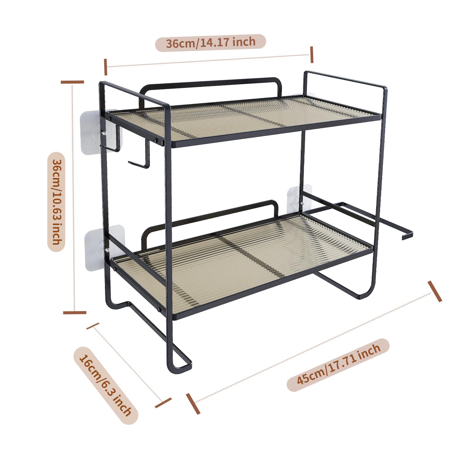 GARVEE Meuble de rangement pour toilettes avec 2 niveaux en métal, sans perçage, porte-rouleau de papier toilette pour salle de bain et douche