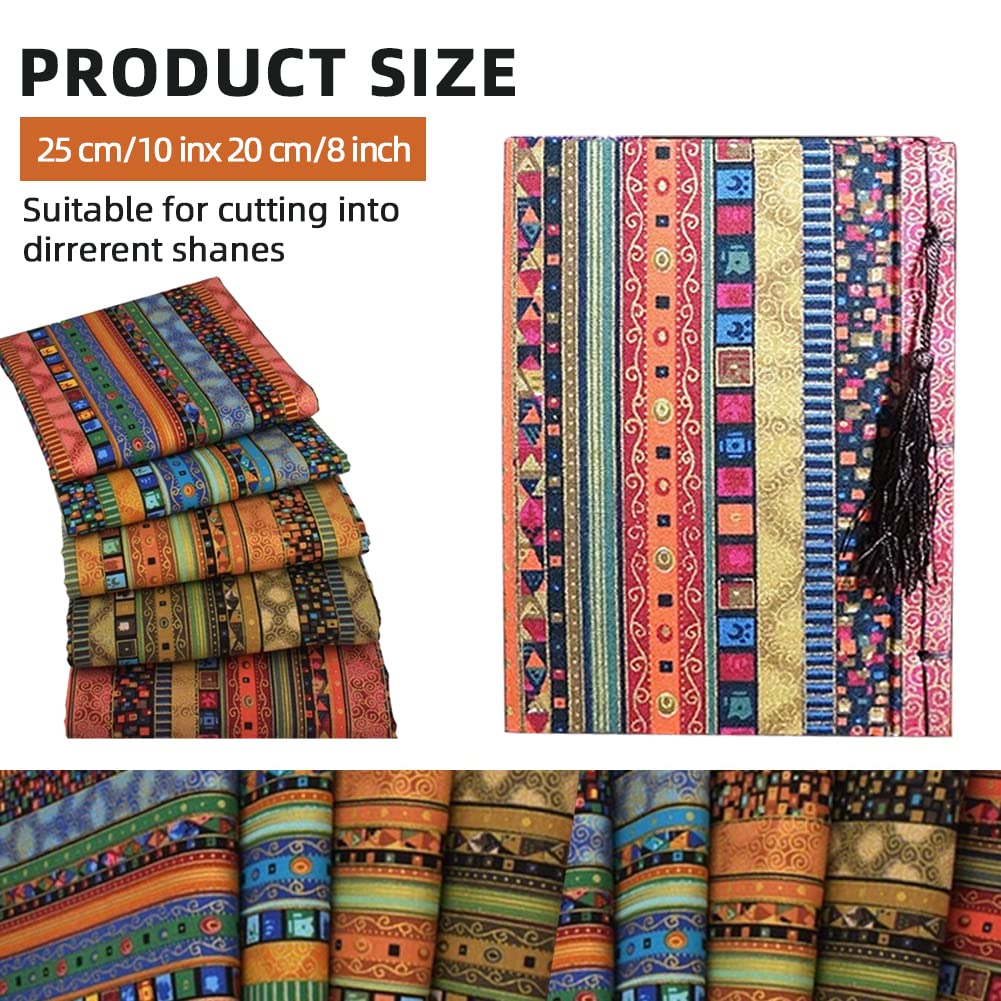 Garvee Lot de 5 coupons de tissu en coton à imprimé ethnique, 25 x 20 cm, multicolore, pour patchwork et projets de couture DIY