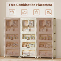 Armoire portable Garvee à 4 niveaux pour enfants avec portes, tringle à vêtements en plastique et 10 cintres pour chambre et salle de jeux