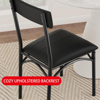 Garvee Lot de 2 chaises de salle à manger rembourrées, revêtement en cuir PU noir, dossier confortable, montage facile, pour cuisine, salon et appartement
