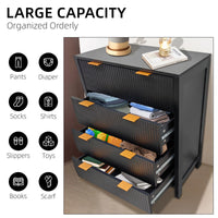Garvee commode à 4 tiroirs, commode haute cannelée avec poignées en métal, noir, pour la chambre et le salon