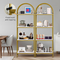 Garvee étagère à 4 niveaux avec arche, structure en métal, robuste, idéale pour le salon et le bureau, 183 × 61 × 30 cm, design moderne