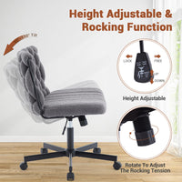Garvee chaise de bureau criss cross à roulettes, assise large, pivotante à 360°, structure en métal, sans accoudoirs, design moderne pour bureau à domicile et coiffeuse, 66 cm, noire
