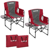 Garvee Chaise de Camping XL Pliante avec Table Latérale, Charge 181 kg, Cadre en Aluminium Renforcé, Tissu Oxford 600D, Rouge - Rouge
