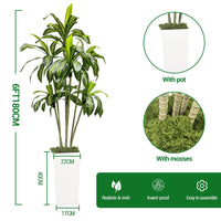 Arbre dragon artificiel Garvee de 180 cm avec pot de fleurs blanc pour salon, balcon ou bureau. Plante tropicale en plastique, réaliste et ajustable.