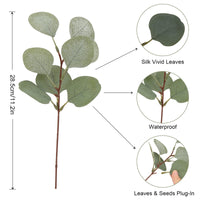 Garvee Lot de 6 branches et feuilles d'eucalyptus artificielles vertes pour décoration de mariage, fête, décoration de table, jardin, 29 cm