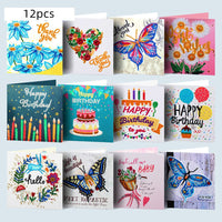 Cartes de peinture diamant 5D à faire soi-même Garvee, 12 pièces, cartes de vœux, cadeau créatif pour femmes, cartes de vœux d'anniversaire, cartes de remerciement pour les fêtes, pour la famille, les amis et les amoureux