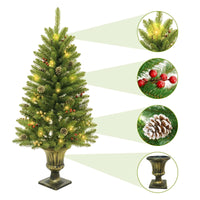 Ensemble sapin de Noël Garvee, 4 pièces avec éclairage LED - 2 sapins de 120 cm, une couronne et une guirlande pour une décoration festive