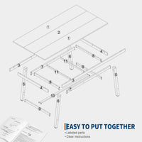 Garvee Table de salle à manger industrielle pour 6 à 8 personnes, structure métallique robuste, plateau en MDF brun rustique, pieds réglables