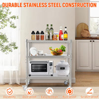 Étagère Garvee en acier inoxydable 81 x 41 x 91 cm, 3 niveaux, hauteur réglable, antirouille, robuste, idéale pour la cuisine et le rangement, couleur argent.