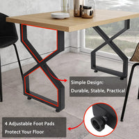 Pieds de table en métal Garvee 28 po x 17,7 po, robustes, style industriel rustique, en fer forgé, réglables, noirs