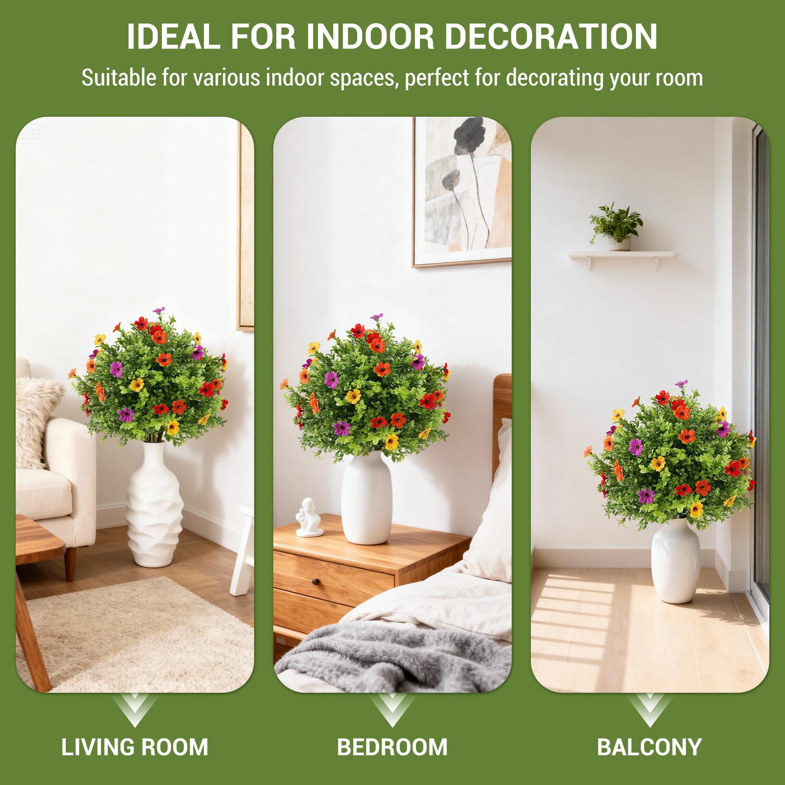 Garvee Lot de 2 arbres artificiels de 60 cm (2 pi) réalistes, faciles d'entretien et durables pour la décoration intérieure et extérieure (bureaux, fêtes, etc.), verts
