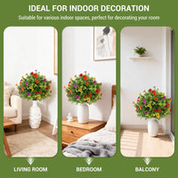 Garvee Lot de 2 arbres artificiels de 60 cm (2 pi) réalistes, faciles d'entretien et durables pour la décoration intérieure et extérieure (bureaux, fêtes, etc.), verts