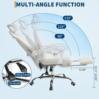 Garvee Chaise de bureau ergonomique avec appui-tête réglable, soutien lombaire et repose-pieds extensible, beige, hauteur réglable, maille respirante