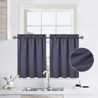 Rideaux occultants Garvee, panneaux courts à œillets pour cuisine, salle de bain, fenêtres, 76 x 76 cm, gris foncé, 2 pièces