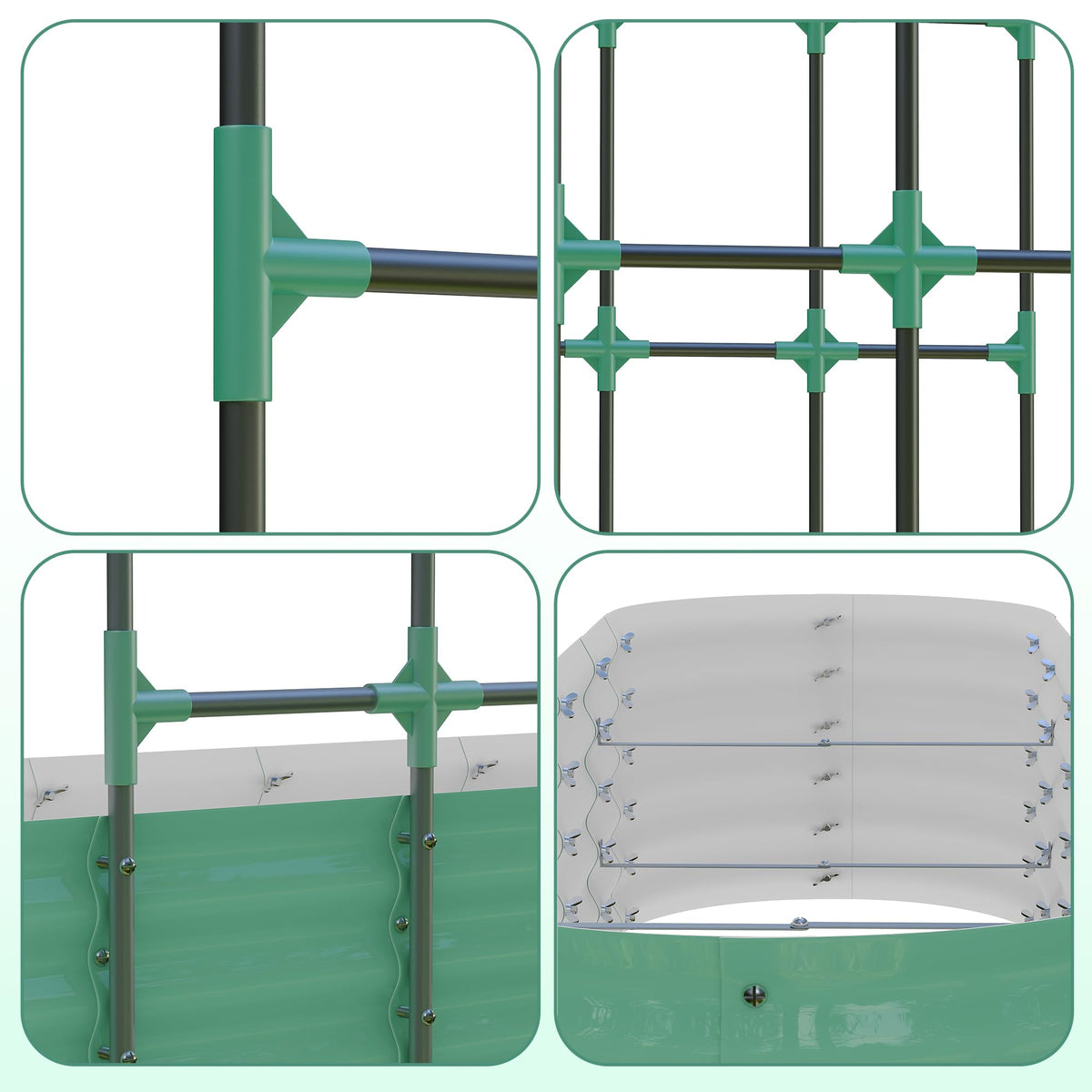 Garvee Jardinière surélevée galvanisée avec treillis arqué vertical de 244 cm (243,8 cm), réglable, en acier, jardin/terrasse, antirouille