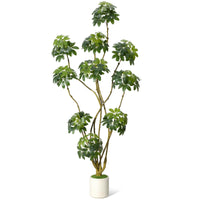 Arbre artificiel d'intérieur Garvee de 2,13 m (7 pi) de haut, à plusieurs tiges, avec parasol et pot en PE blanc. Stable et facile d'entretien. Idéal pour la maison et le bureau.