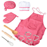 Ensemble de cuisine et de pâtisserie Garvee 11 pièces pour enfants avec tablier ajustable, toque de chef et accessoires sans BPA pour les jeux de rôle et les fêtes d'anniversaire, en coton lavable