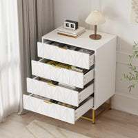 Garvee commode à 4 tiroirs avec grand espace de rangement, en MDF, pieds en métal doré, idéale pour la chambre et l'entrée, robuste et résistante aux rayures