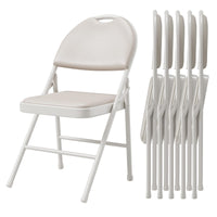 Ensemble de 6 chaises pliantes Garvee avec revêtement en similicuir, structure métallique pliable, beige, pour le camping et le bureau