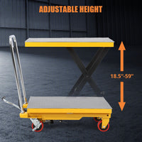Garvee table élévatrice hydraulique 227 kg, table à ciseaux en acier, levage 47 à 150 cm, tapis antidérapant 3 mm, 4 roues