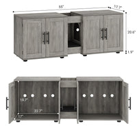 Garvee Meuble cache-litière 3-en-1 à double compartiment avec portes de grange, maison pour chat, gris