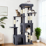 Garvee Arbre à Chat 155 cm Multi-Niveaux pour Grands Chats, Tour Stable avec Grande Plateforme, Gris Foncé, Intérieur - Gris Foncé