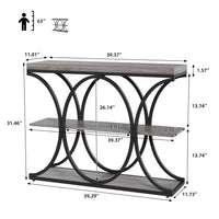 Console Garvee 99 cm (39 po), style industriel, rangement à 3 niveaux, structure en métal et bois, robuste et polyvalente, idéale pour l'entrée et le salon, 99 cm (39 po), marron
