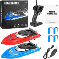 Garvee lot de 2 bateaux radiocommandés, vitesse 10 km/h, plastique ABS, 4 piles, télécommande 2,4 GHz, pour piscines et lacs