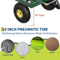 Garvee Chariot de jardin basculant 408 kg avec côtés amovibles, poignée rotative 180° et pneus 25 cm, acier robuste tout-terrain pour jardin et ferme
