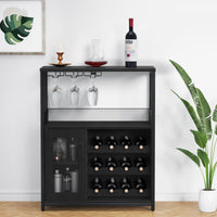 Garvee Meuble bar à vin à 3 niveaux avec casier à bouteilles amovible et porte-verres pour cuisine et bar, 69 cm (L)×35 cm (P)×92 cm (H)
