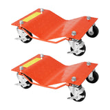 Garvee Lot de 2 Chariots de Manutention Auto 680kg, Acier Antidérapant, Roues avec Freins, Orange, pour SUV, Atelier et Garage - Orange