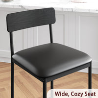 Garvee Lot de 4 tabourets de bar pour cuisine, hauteur comptoir (64 cm), assise rembourrée en PU, noir rustique