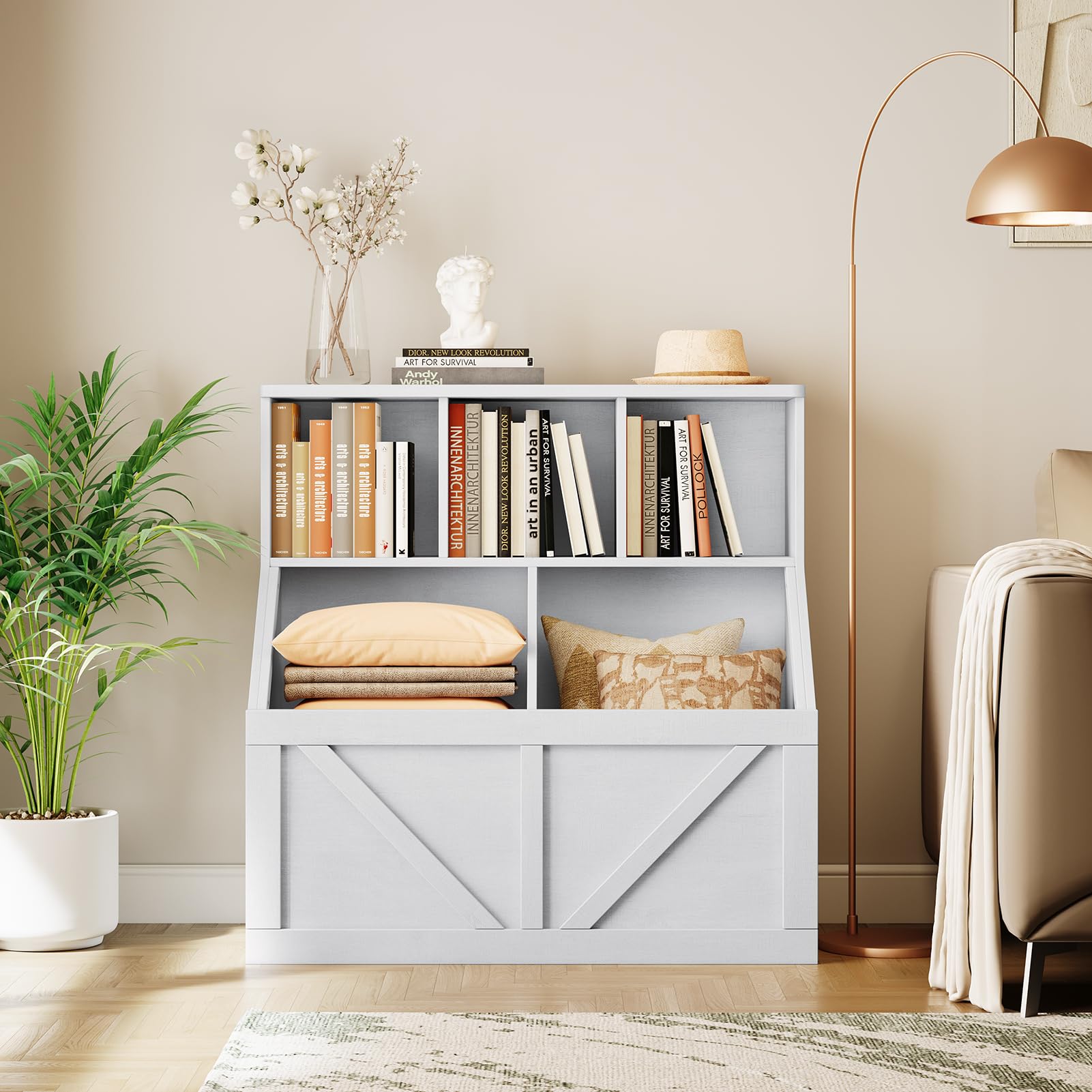 Étagère pour enfants Garvee avec rangement pour livres et jouets, multifonctionnelle et stable, en MDF et bois aggloméré, idéale pour la salle de jeux ou la chambre d'enfant, 90 cm (35,4 po), blanche.